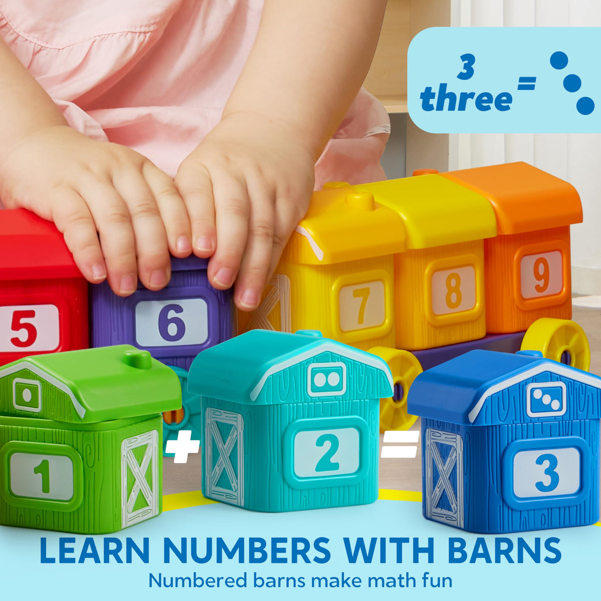 Play-Act Montessori Counting Farm Train with 9 Animals
