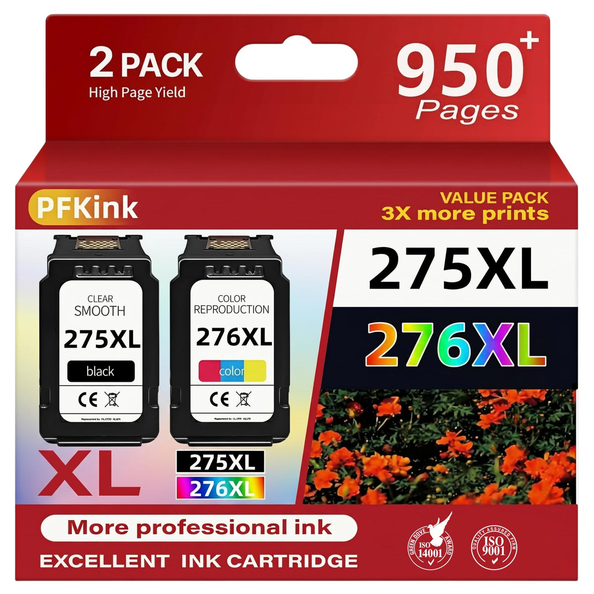 275XL 276XL Ink Cartridges for Canon Pixma, Black & Colour (2 Pack)
