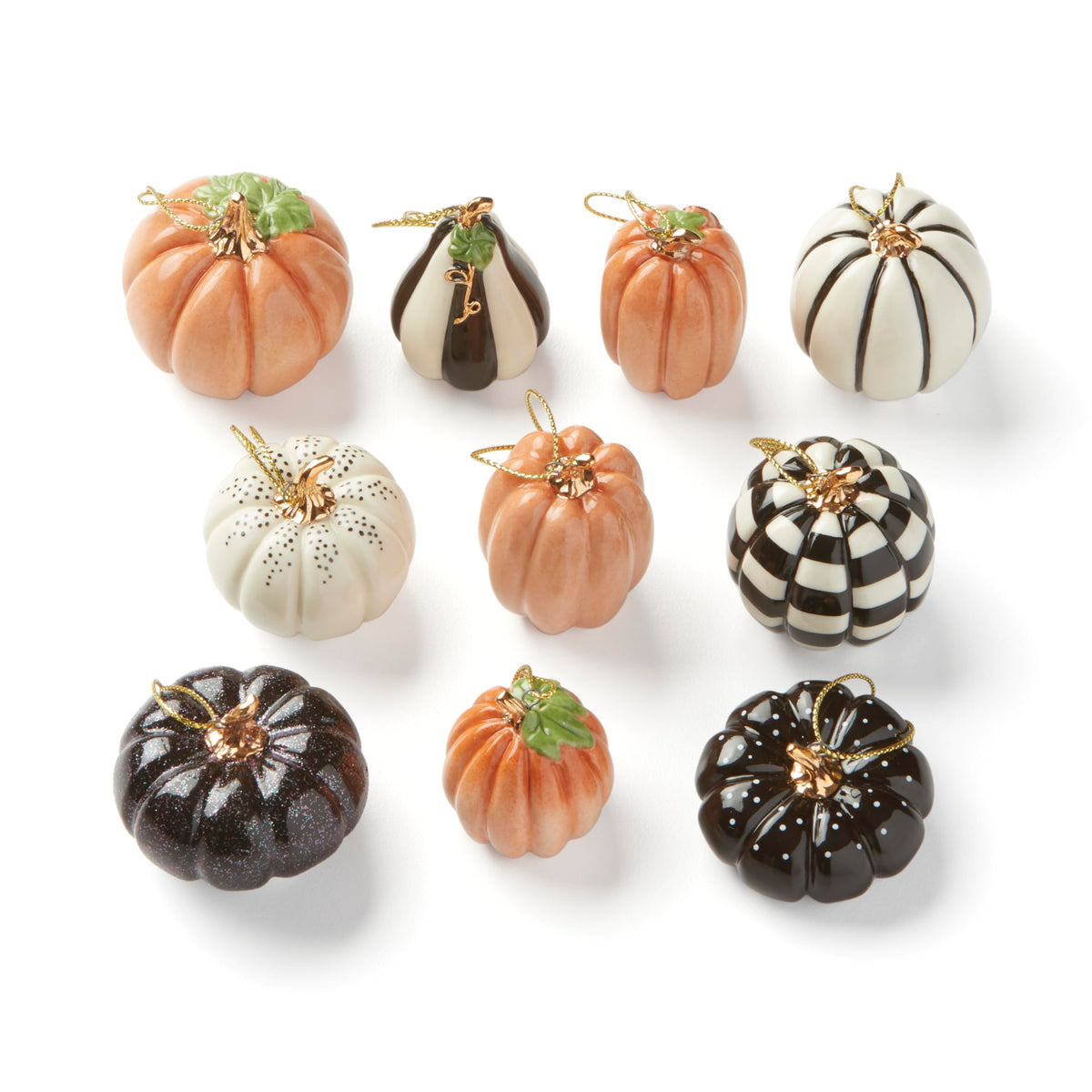 Lenox Pumpkin 10-Piece Mini Porcelain Hanging Ornament Set