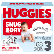 Huggies Snug and Dry Baby Diapers, Size 3, 168 Count