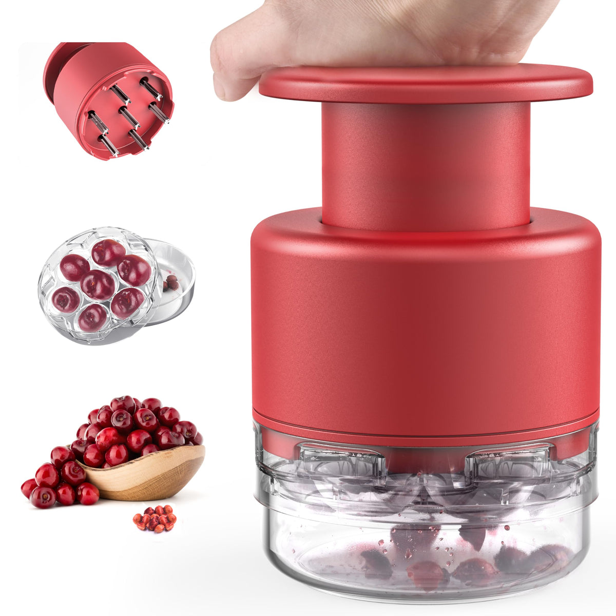 Makmzoon Stainless Steel Multi Cherry Pitter, 7 Cherries