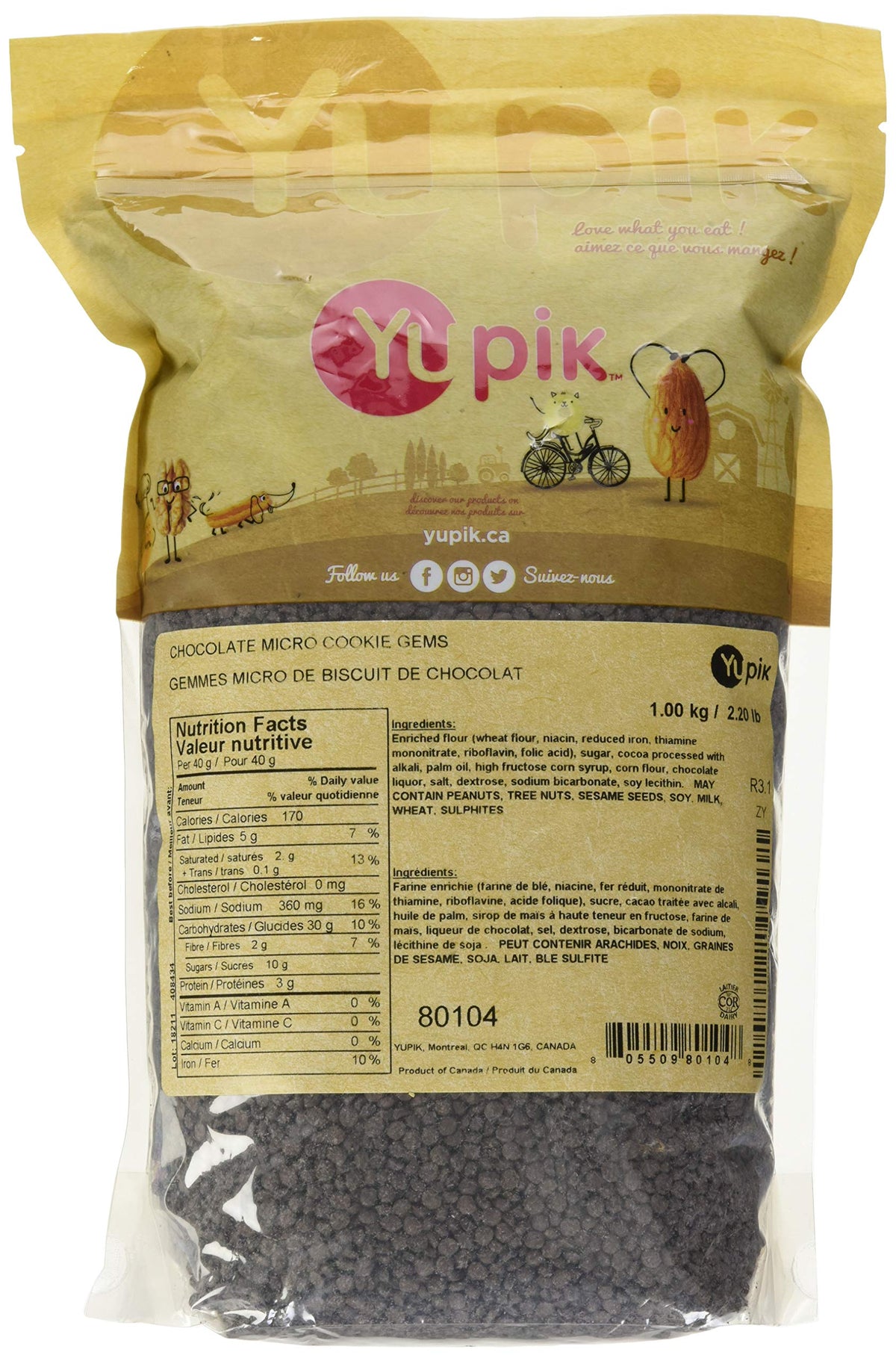 Yupik Chocolate Micro Cookie Gems, 1 kg
