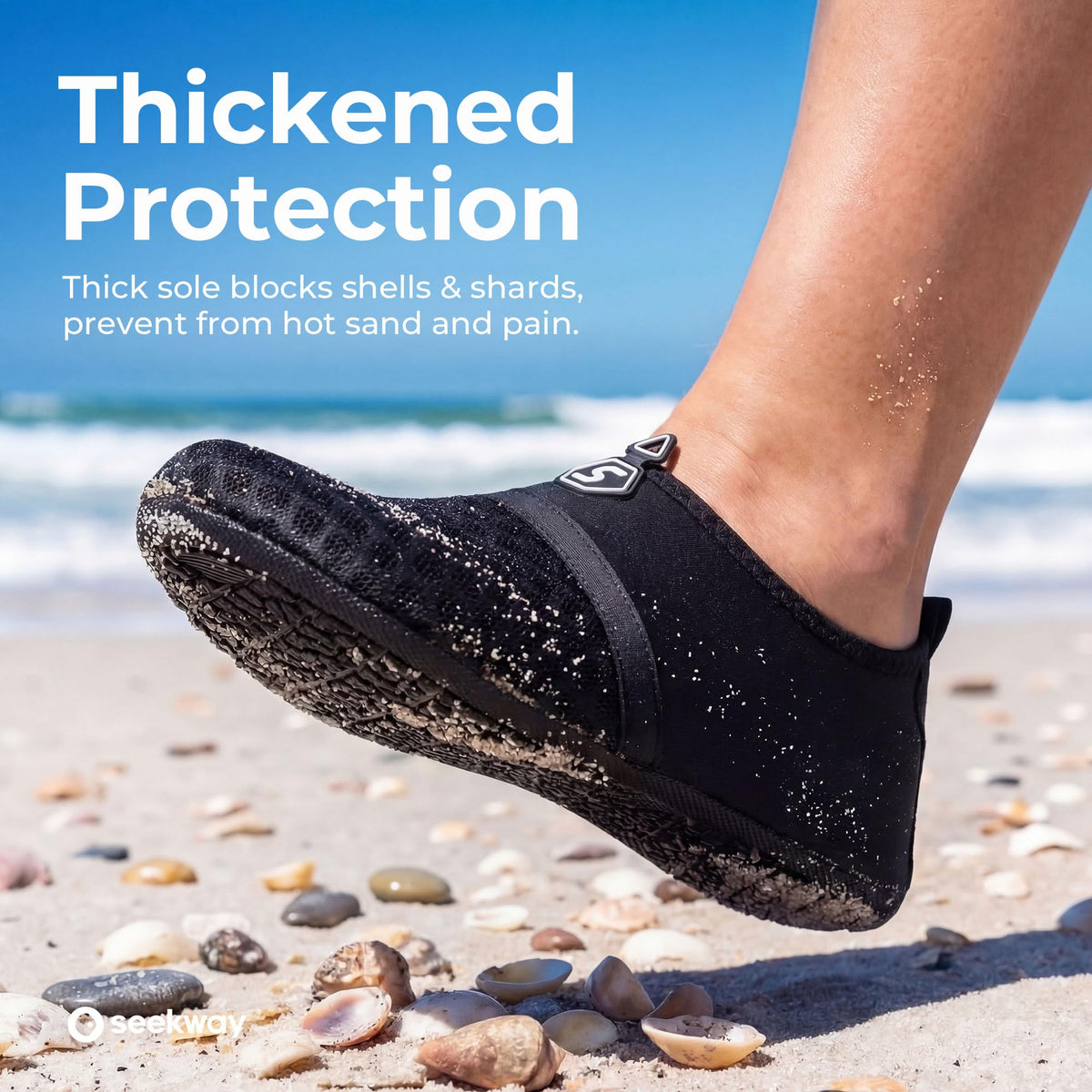 SEEKWAY SK001 Quick-Dry Water Shoes, Black, W 11.5-12.5 / M 10.5-11.5