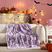 Betsey Johnson Blanket, Cracked Checkered Skull Purple, 50x70 Inch
