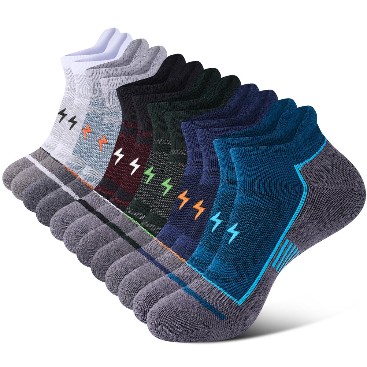 Cirorld Men's Cushioned Low-Cut Running Socks, 6 Pairs