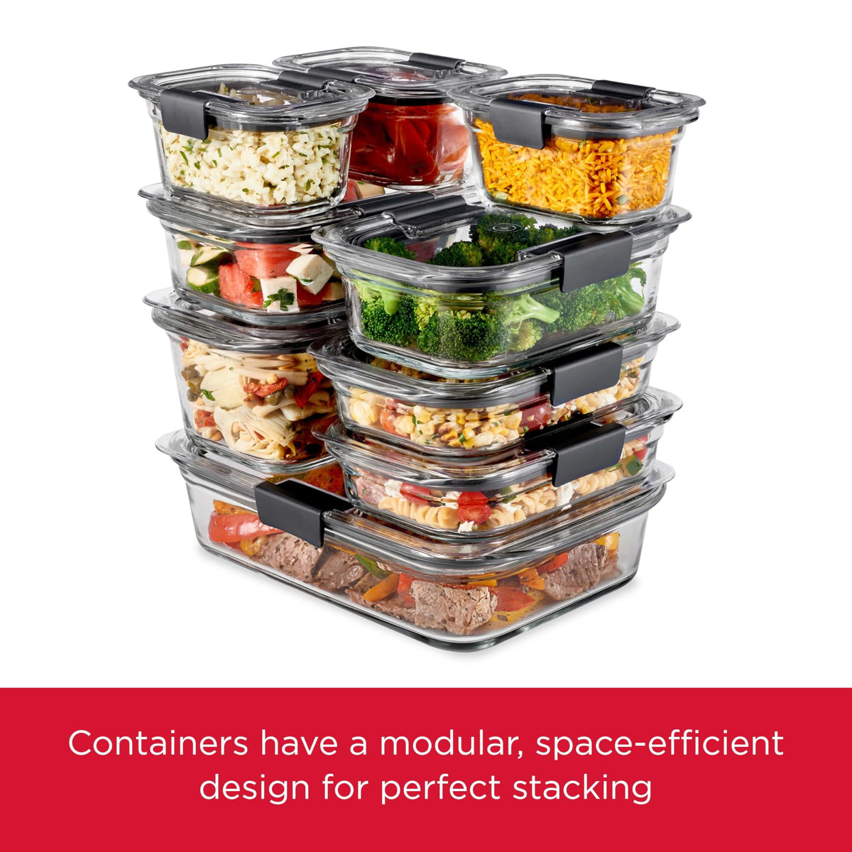 Rubbermaid Brilliance Glass Storage Containers, 8 Cup, 2-Pack