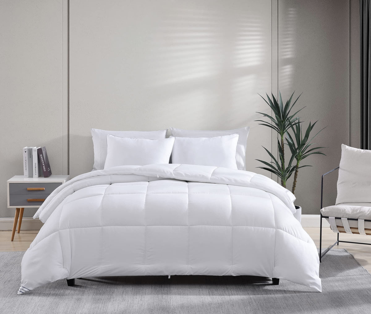 Down Alternative Quilted Comforter Duvet Insert, Twin, White