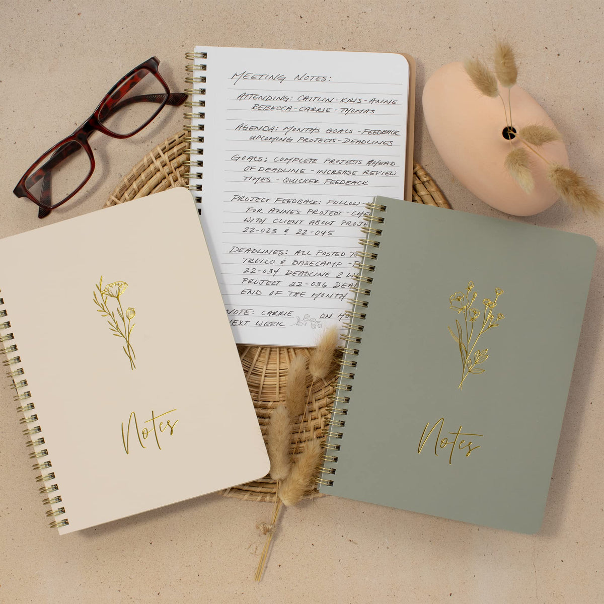 ZICOTO Aesthetic Spiral Notebooks, College Ruled, 8" x 6" (3 Pack)