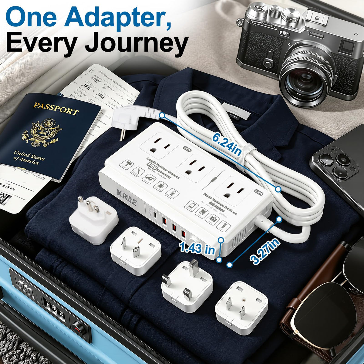 220V to 110V International Travel Voltage Converter