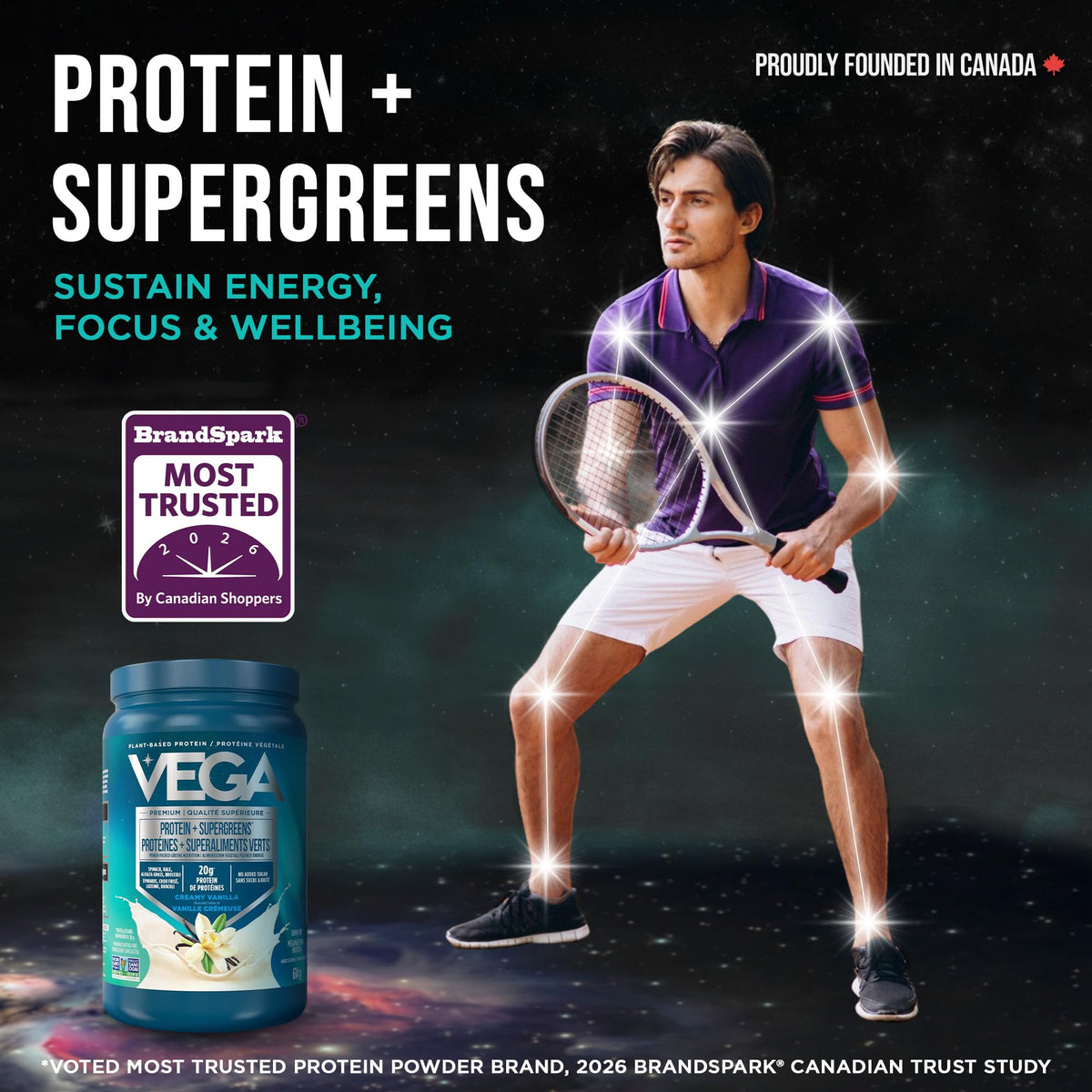Vega Protein + Supergreens Plant-Based Protein, Vanilla, 614 g