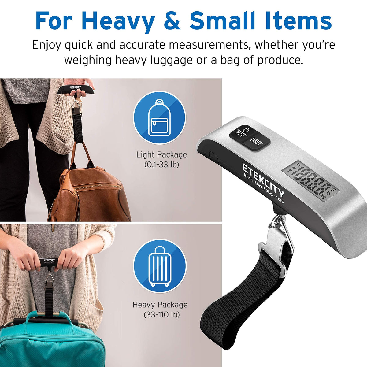 Etekcity Digital Hanging Luggage Scale, 110 lb
