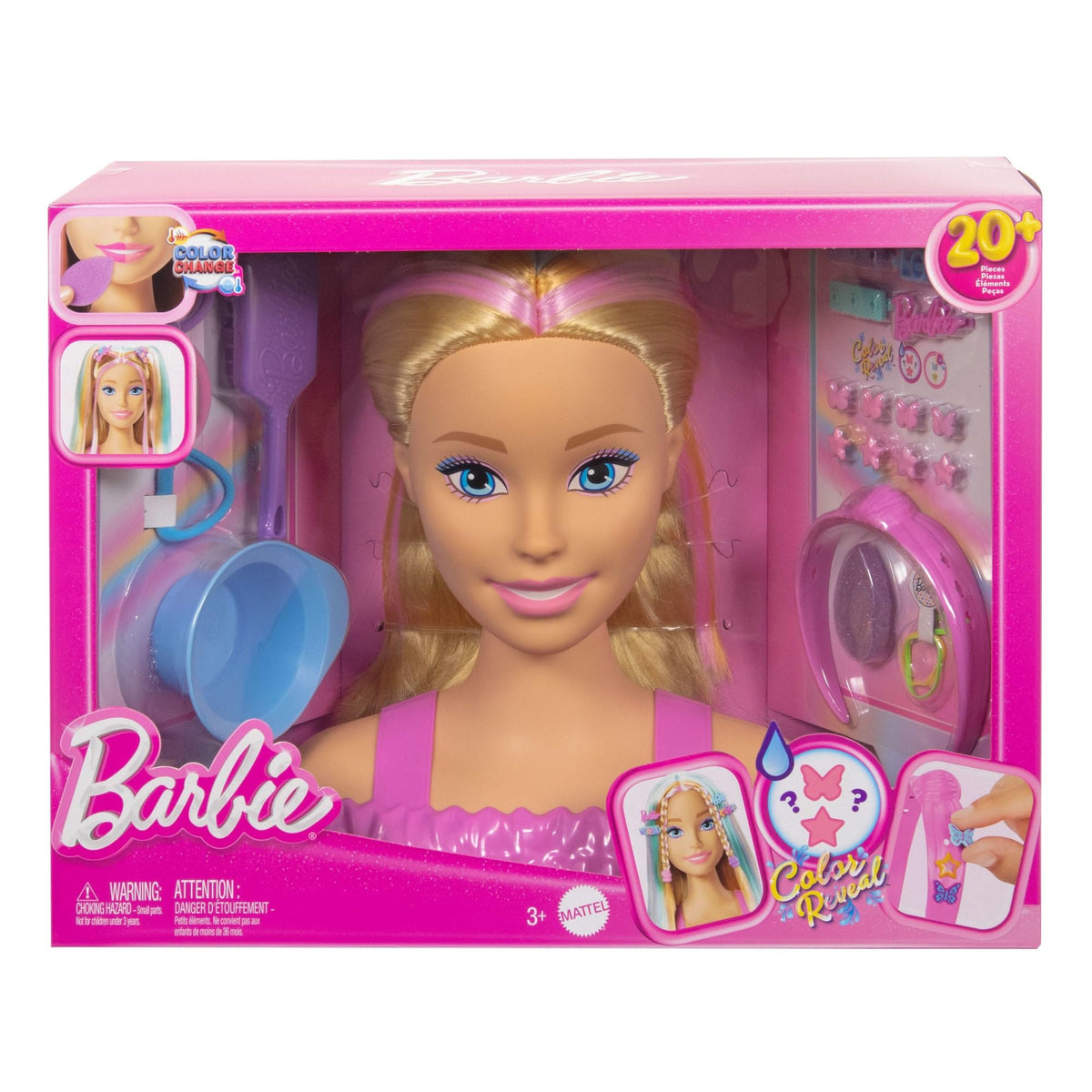 Barbie Doll Styling Head, Blonde, 20+ Hair Styling Accessories