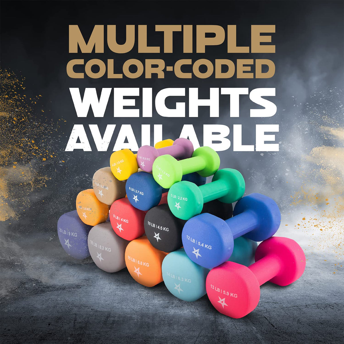 Yes4All Neoprene Dumbbells Pair, C. Gray, 7lbs