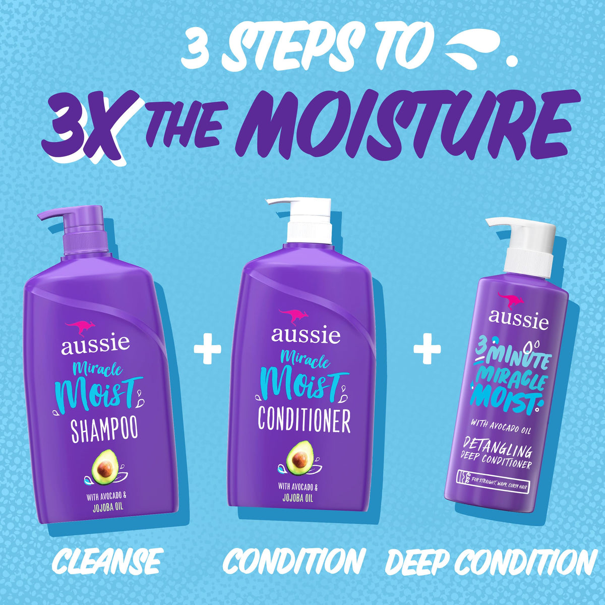 Aussie Miracle Moist Shampoo, Conditioner and Deep Treatment Set