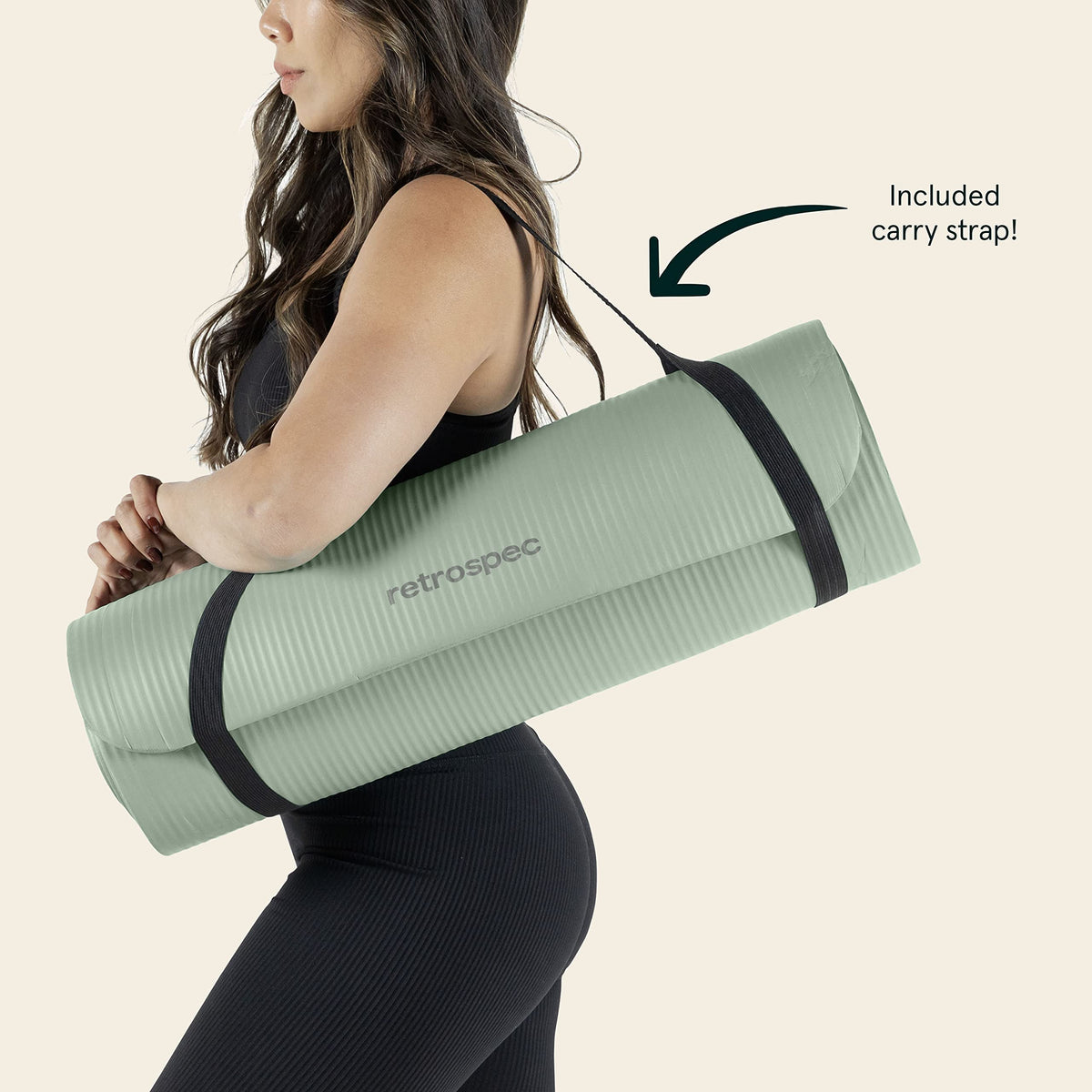 Retrospec Solana Yoga Mat, 1/2 Inch Thick, Sage