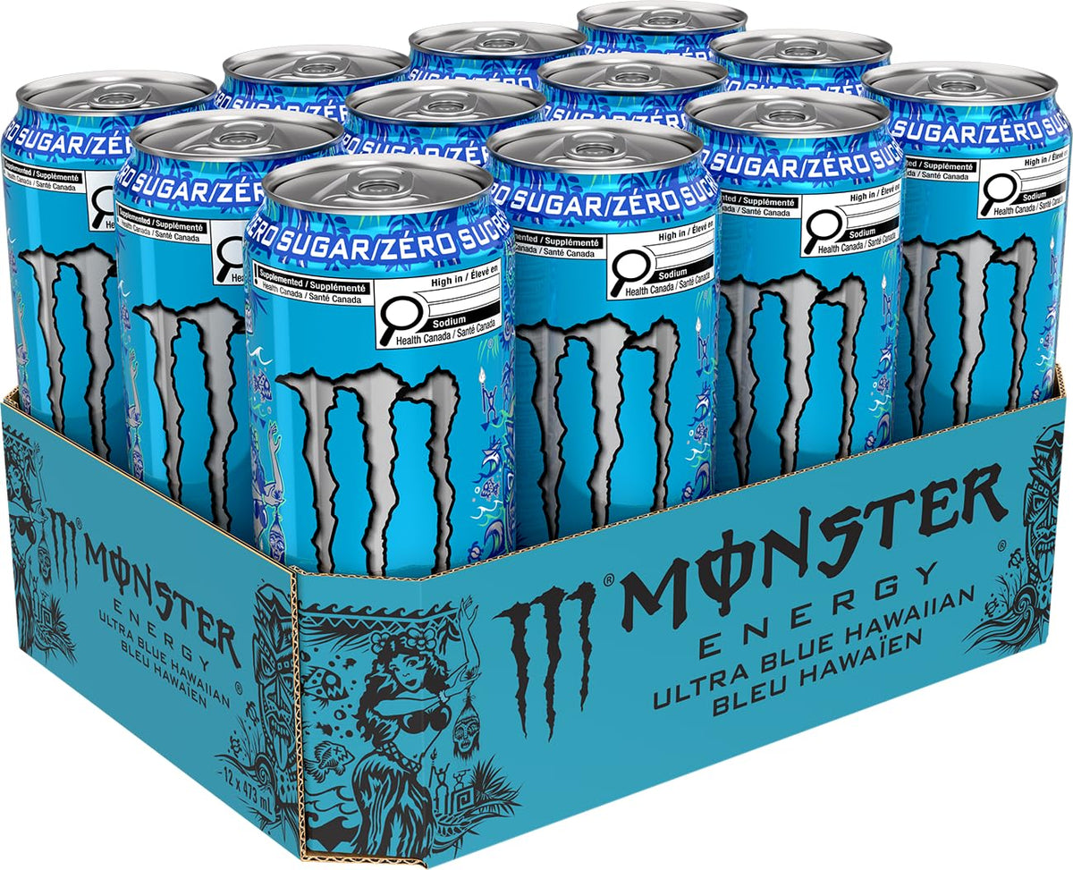 Monster Energy Ultra Blue Hawaiian Zero Sugar, 12 x 473 ml