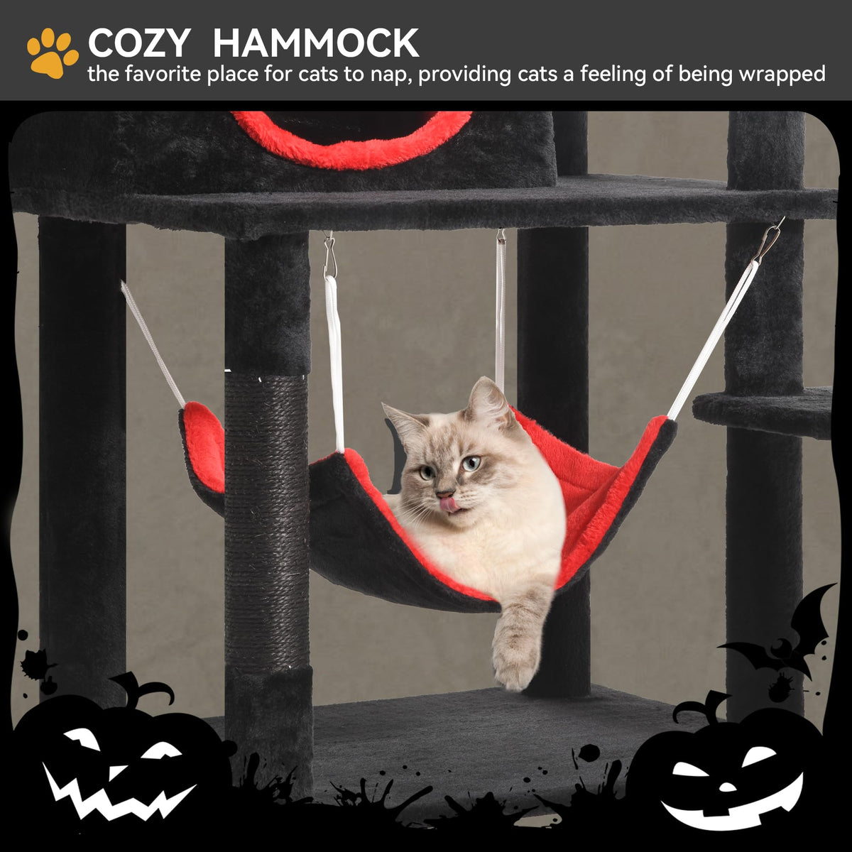 YITAHOME Gothic Cat Tree with Coffin Bed, 63 Inch, Black