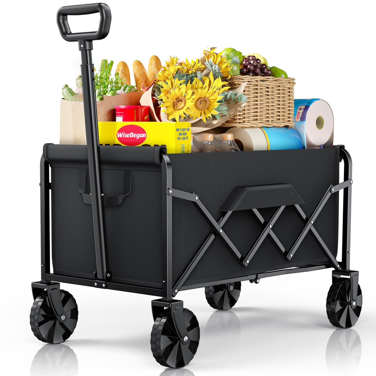 WiseBegan Small Collapsible Wagon, 200 lb, Black