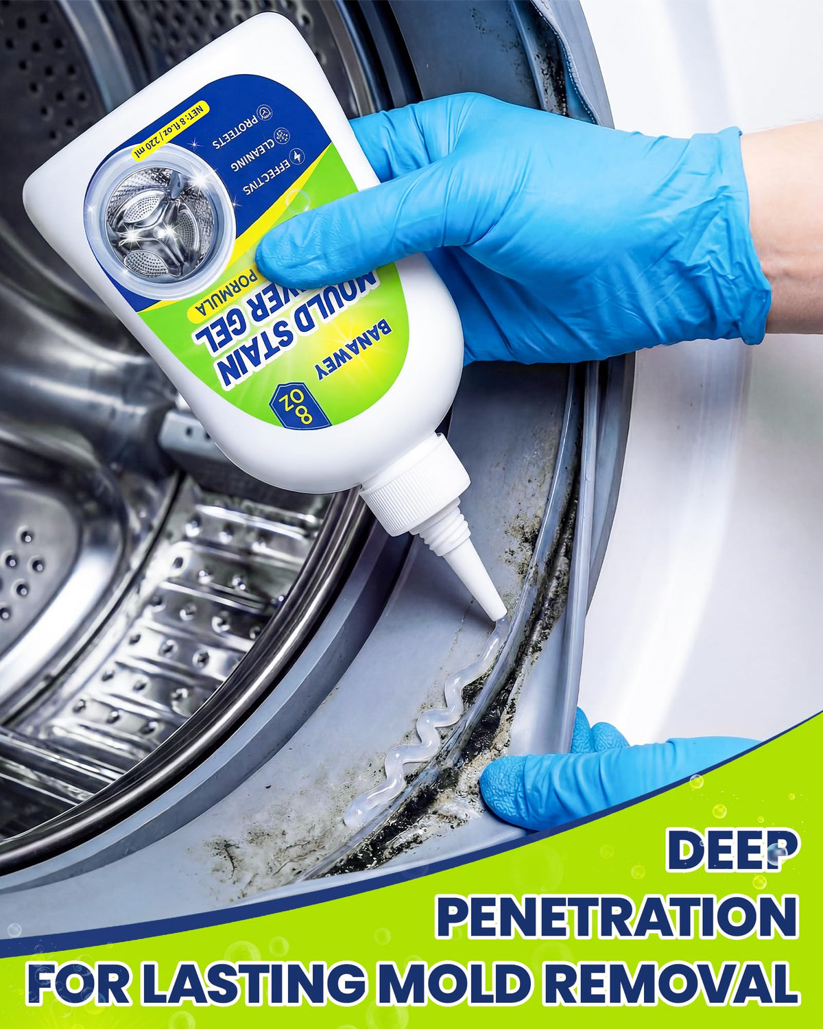 Mould Remover Gel for Washing Machines and Tile Grout, 8 Fl Oz