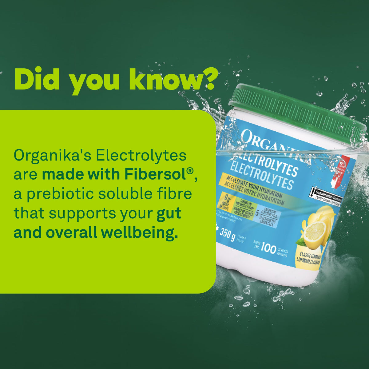 Organika Electrolytes Powder, Classic Lemonade, 350 g