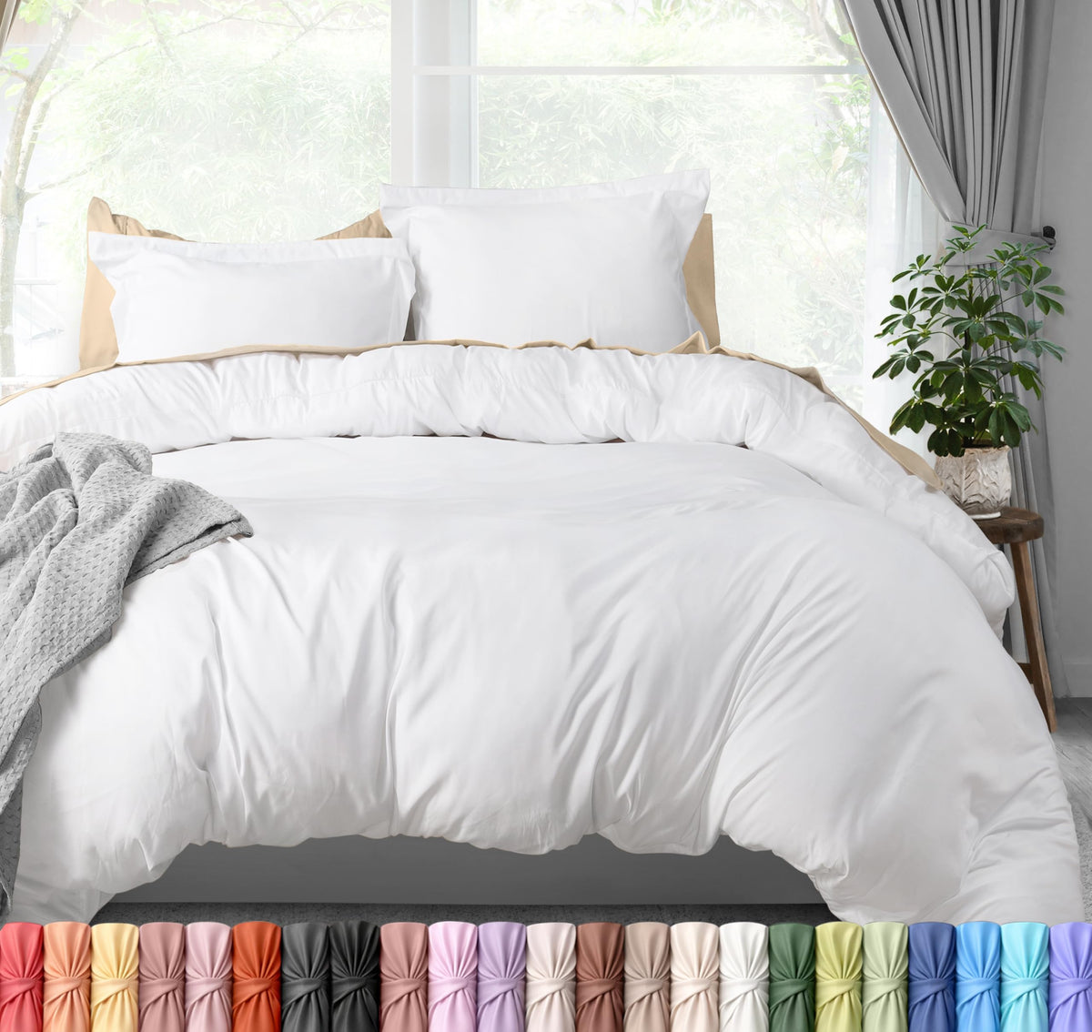 Utopia Bedding Duvet Cover Set with Pillow Shams, Queen, White