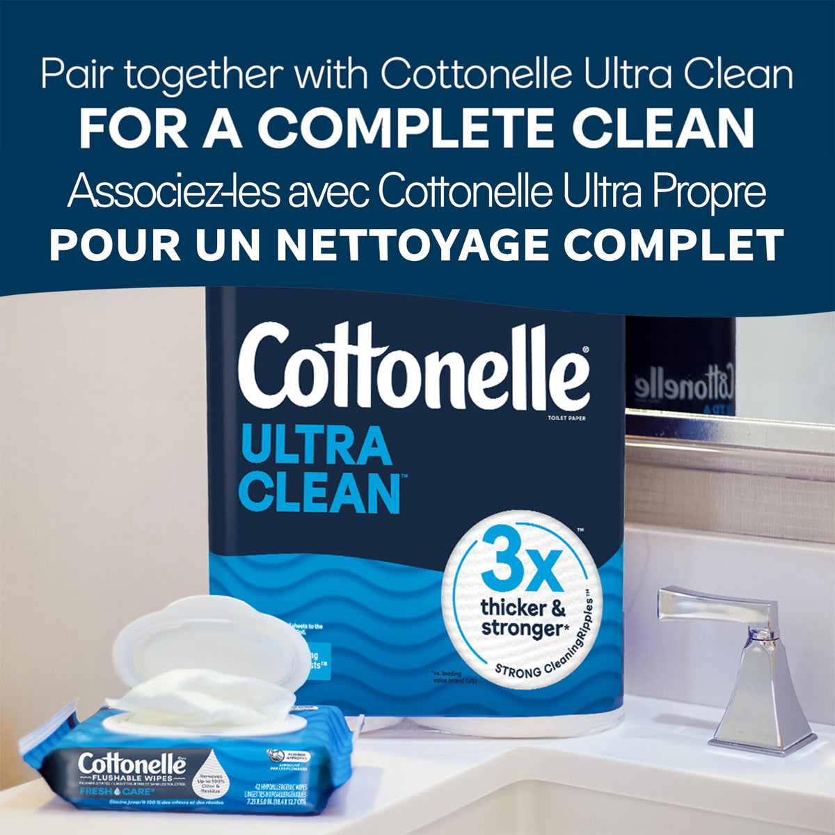 Cottonelle FreshCare Flushable Wet Wipes, 16 Packs of 42, 672 Wipes