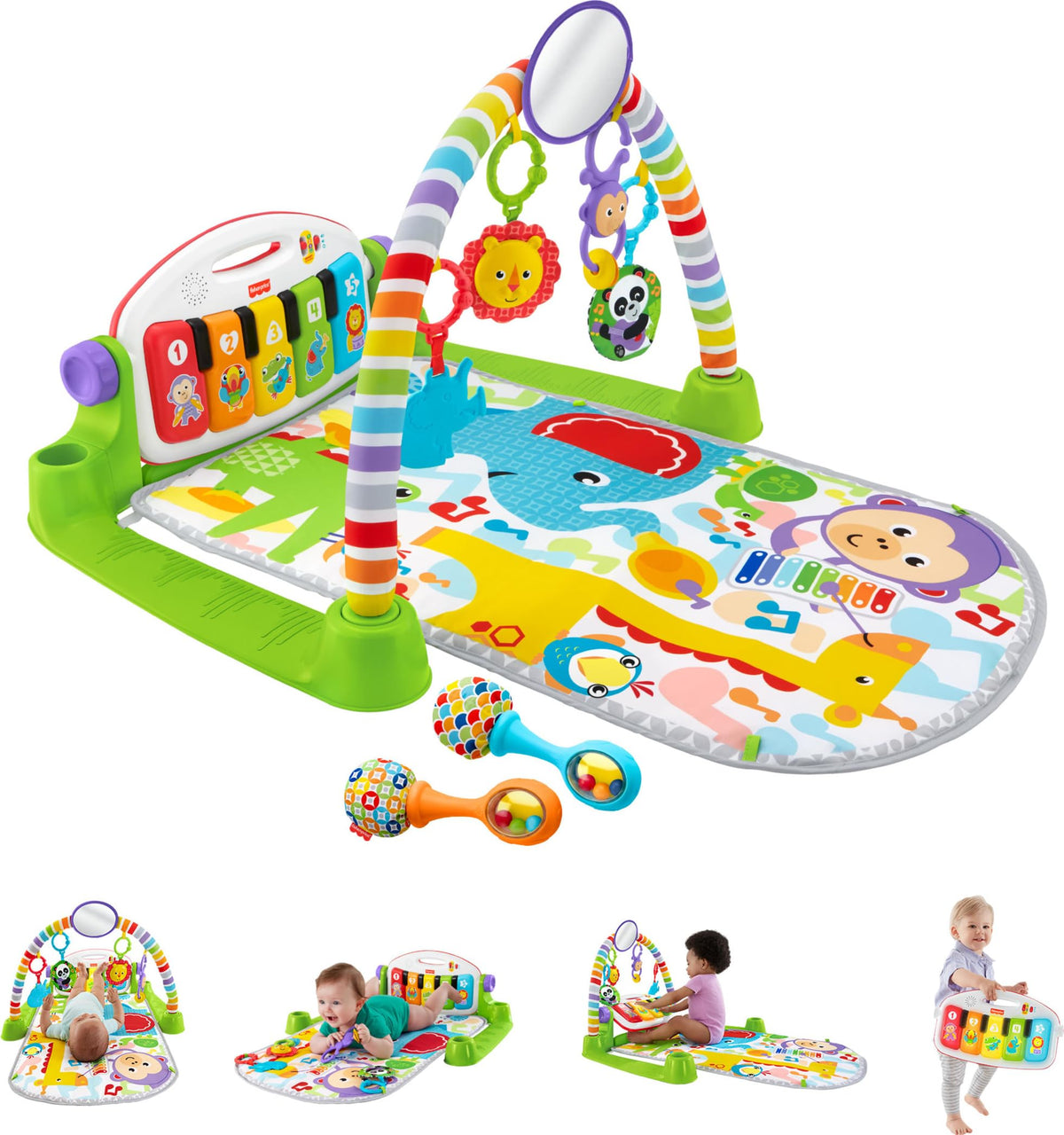 Fisher-Price Deluxe Kick & Play Piano Gym Baby Playmat with 2 Maracas