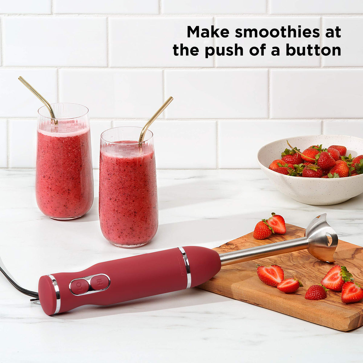 Chefman Immersion Blender, 300W, 2-Speed, Red