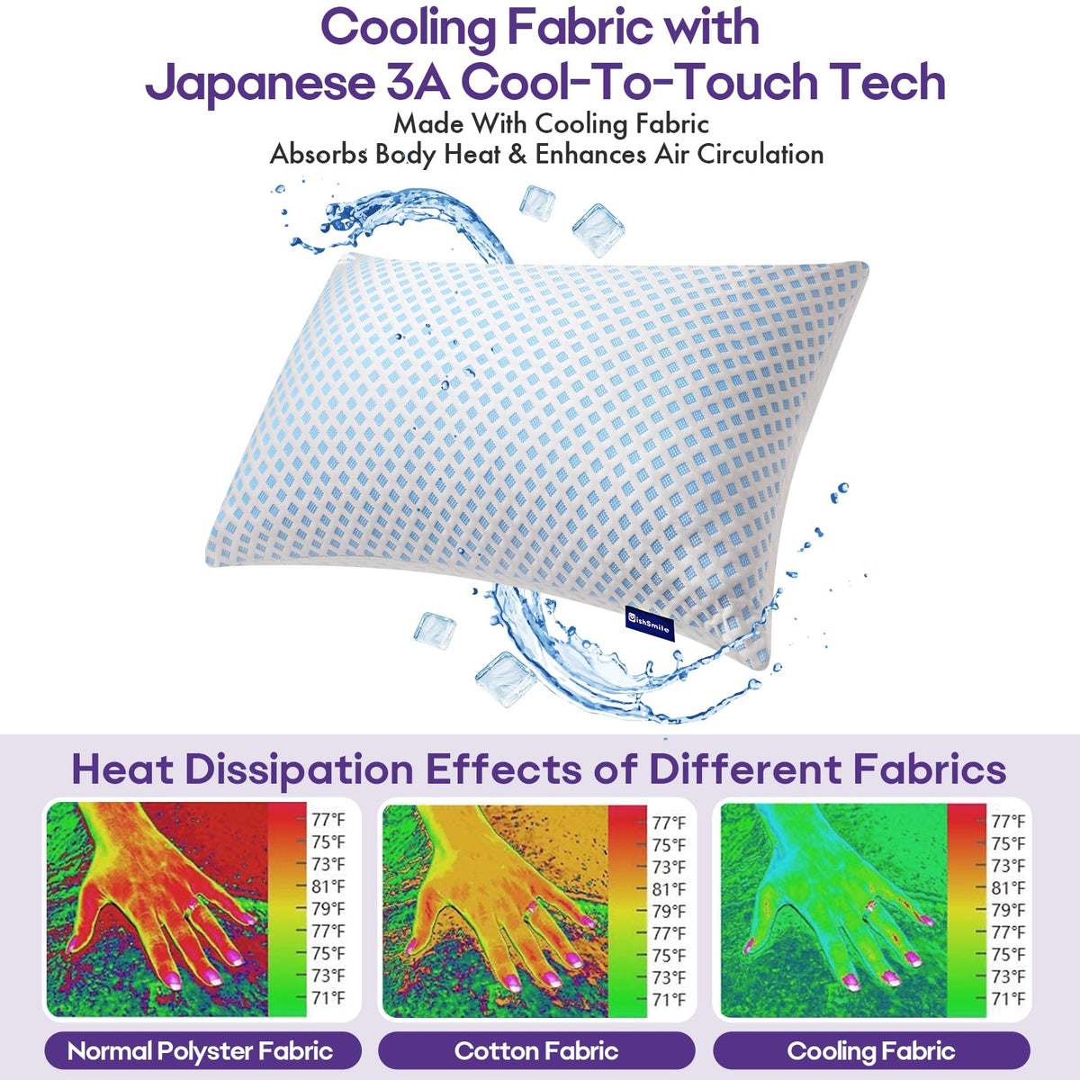 Cooling Memory Foam Pillows, Queen Size, 2 Pack, 20x30In