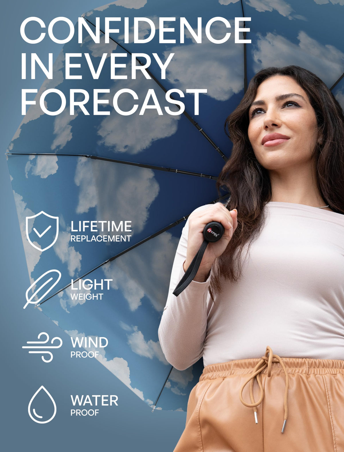 Repel Windproof Travel Umbrella, Compact Auto Folding