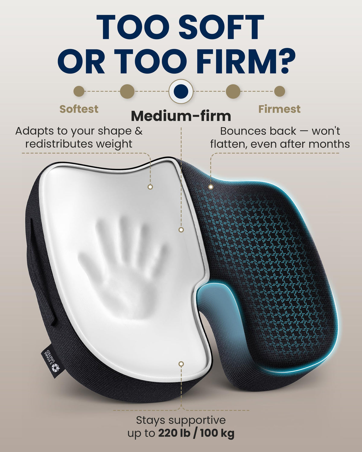 5 Stars United Memory Foam Seat Cushion