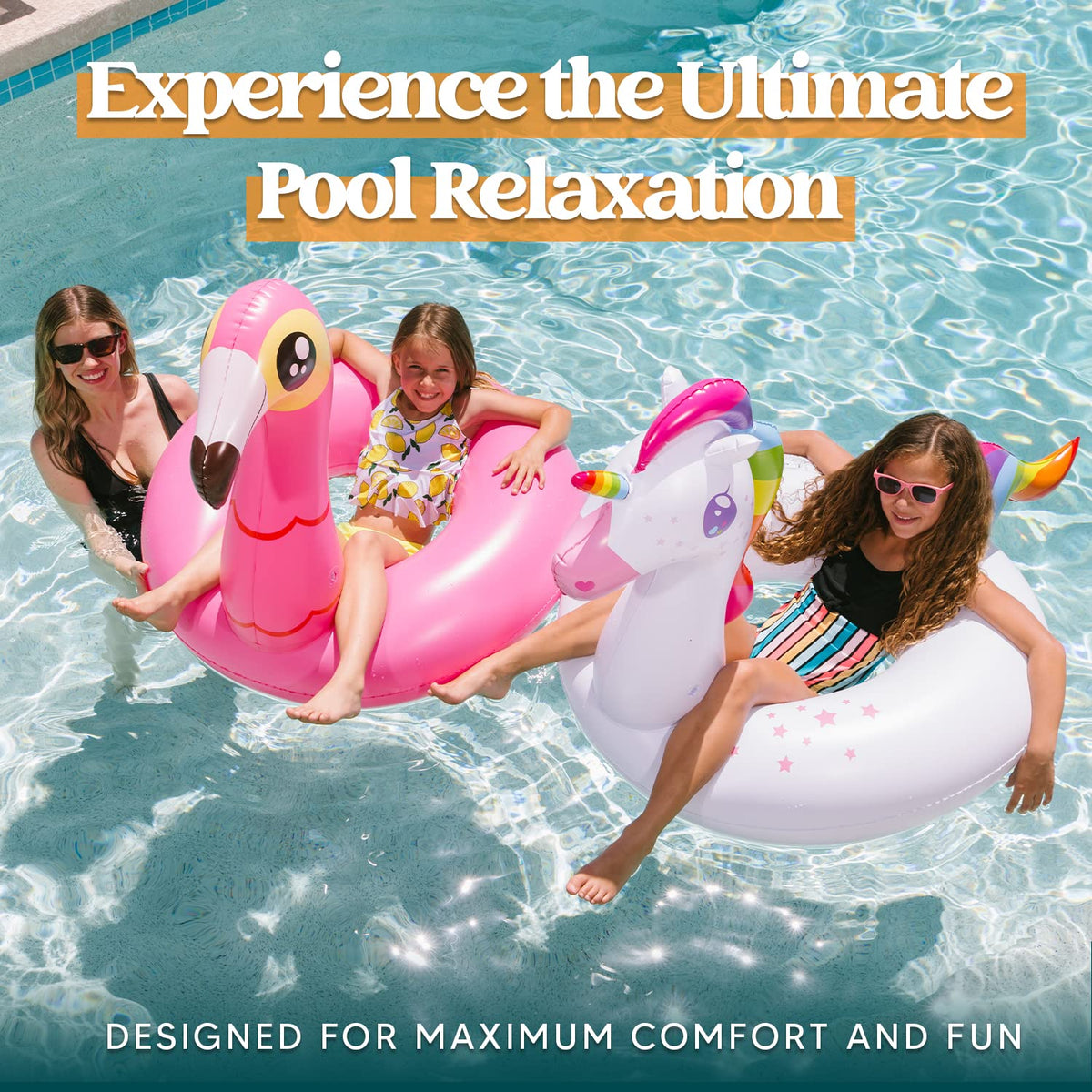 JOYIN Flamingo Unicorn Pool Floats, 2 Pack