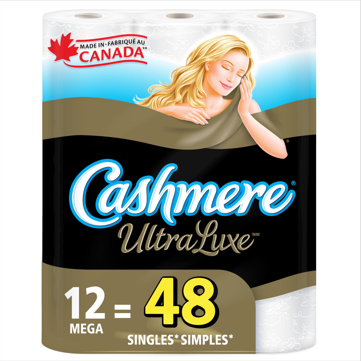 Cashmere UltraLuxe Toilet Paper, 12 Mega Rolls = 48 Regular Rolls