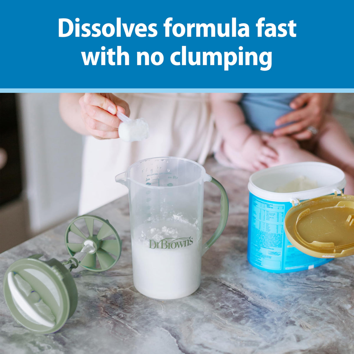 Dr. Brown's Baby Formula Mixing Pitcher, 32 oz, Blue