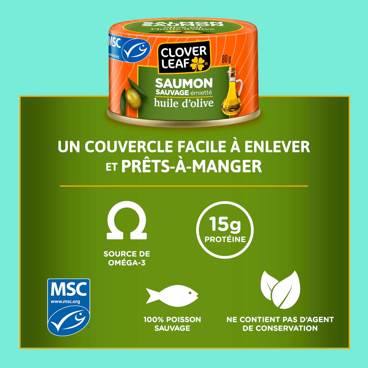 Clover Leaf Wild Flaked Pink Salmon in Olive Oil, 24 x 80g Cans
