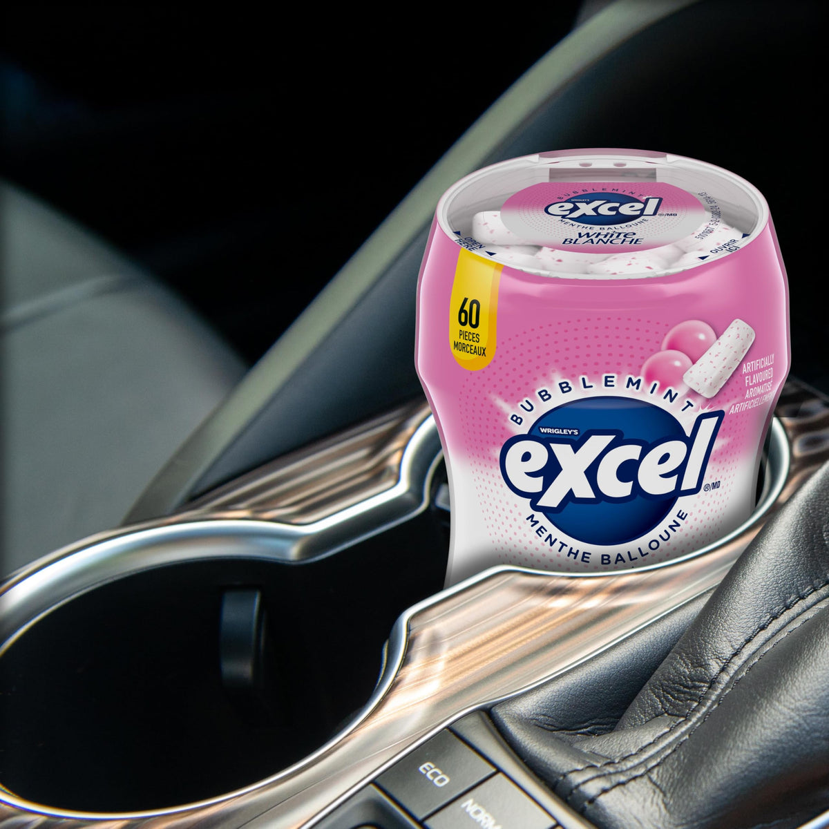 Excel White Bubblemint Sugar-Free Gum, 60 Pieces, 6 Bottles