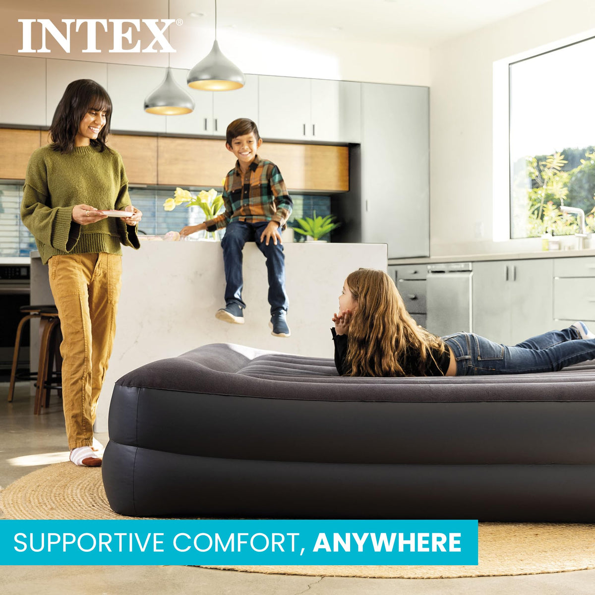 INTEX 64121ED Dura-Beam Plus Pillow Rest Air Mattress with Pump, Twin