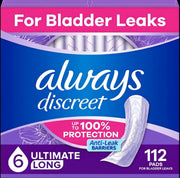 Always Discreet Incontinence Pads for Women, Extra Heavy, 112 Count