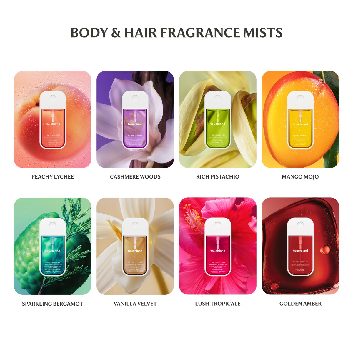 Touchland Body and Hair Fragrance Mist, 2 FL OZ, Vanilla Velvet