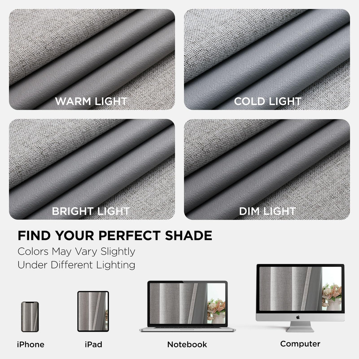 Joydeco Linen Blackout Curtains, 84" (2 Panels)