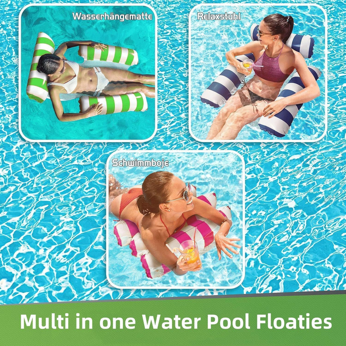 Inflatable Pool Float Chairs, 300 lb (3 Pack)
