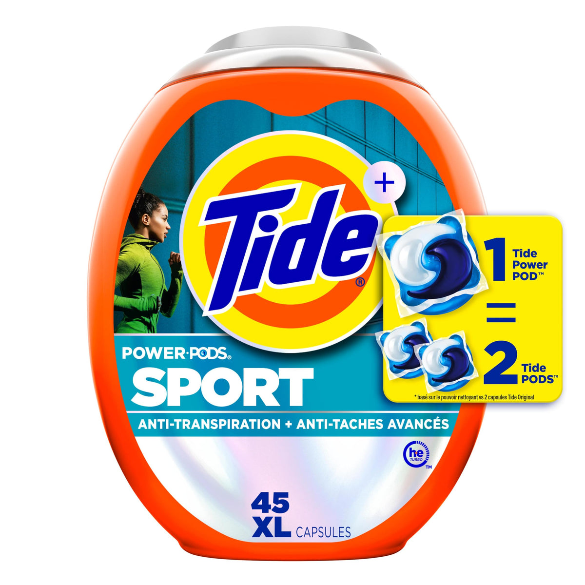 Tide Power Pods Laundry Pacs with Febreze Sport, 2.06 kg (45 Count)