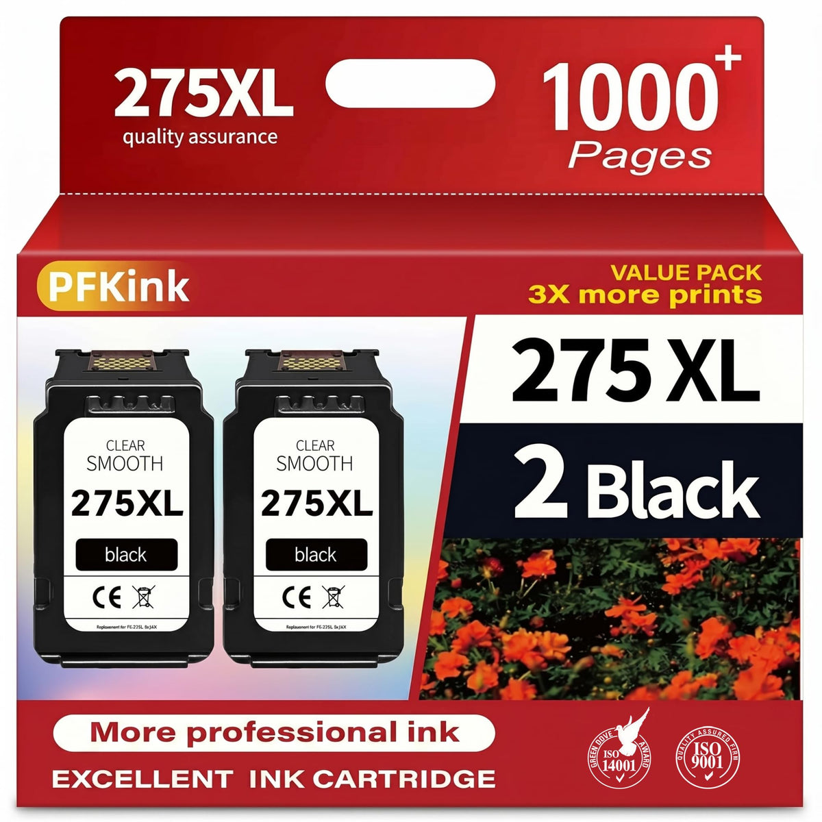275XL Black Ink Cartridges for Canon PIXMA (2 Pack)