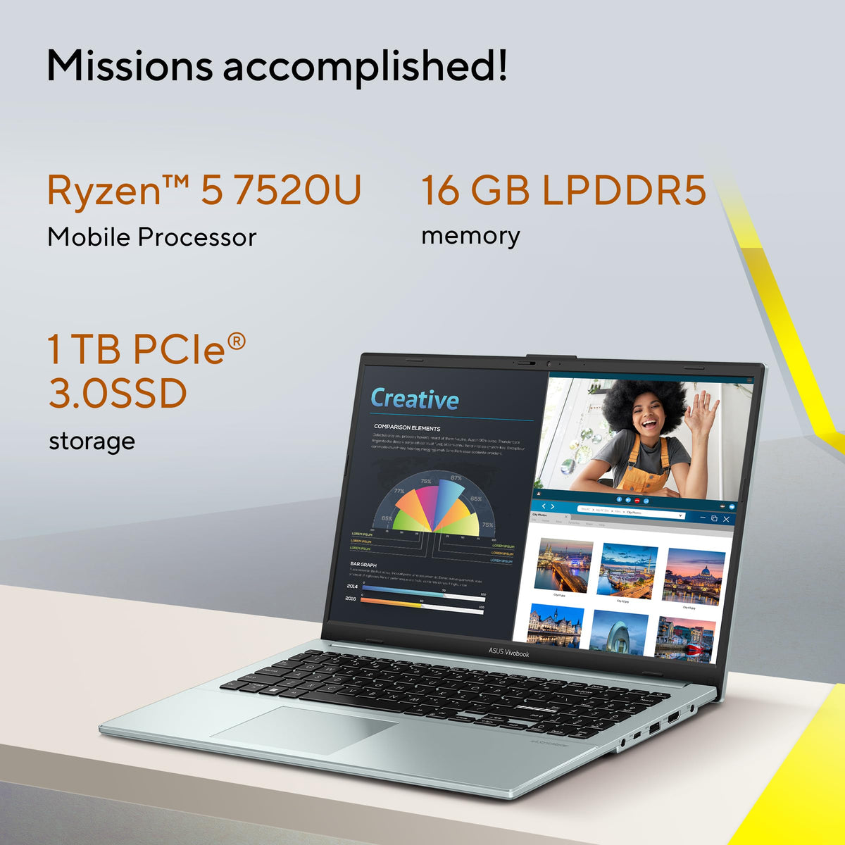 ASUS Vivobook Go 15 Laptop, 15.6" FHD, Ryzen 5, 16GB, E1504FA-AS53-CA