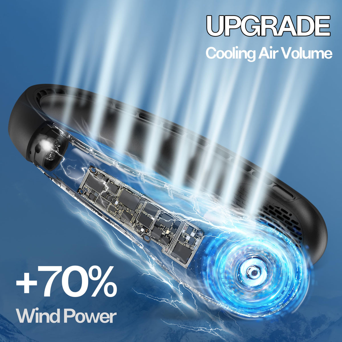 Portable Neck Fan with LED Display & 360° Cooling Airflow