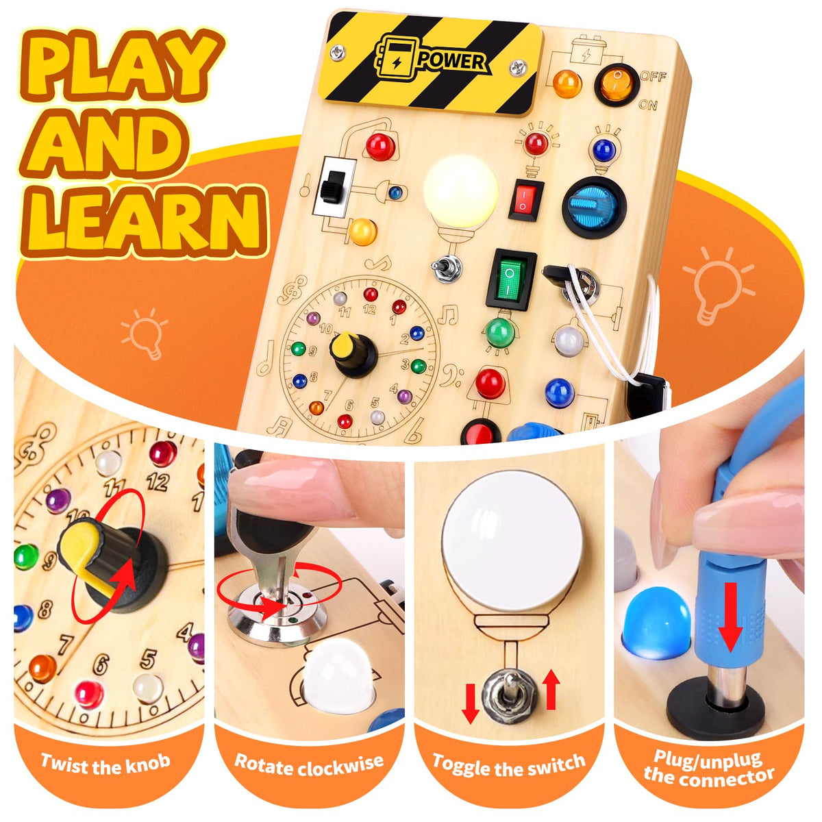 Busy Board with 23 LED Lights for Toddlers