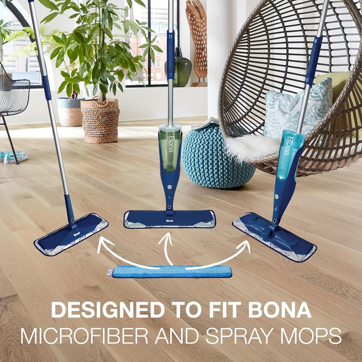 Bona Microfiber Cleaning Pad for Hard Surface Floors, Value 3-Pack