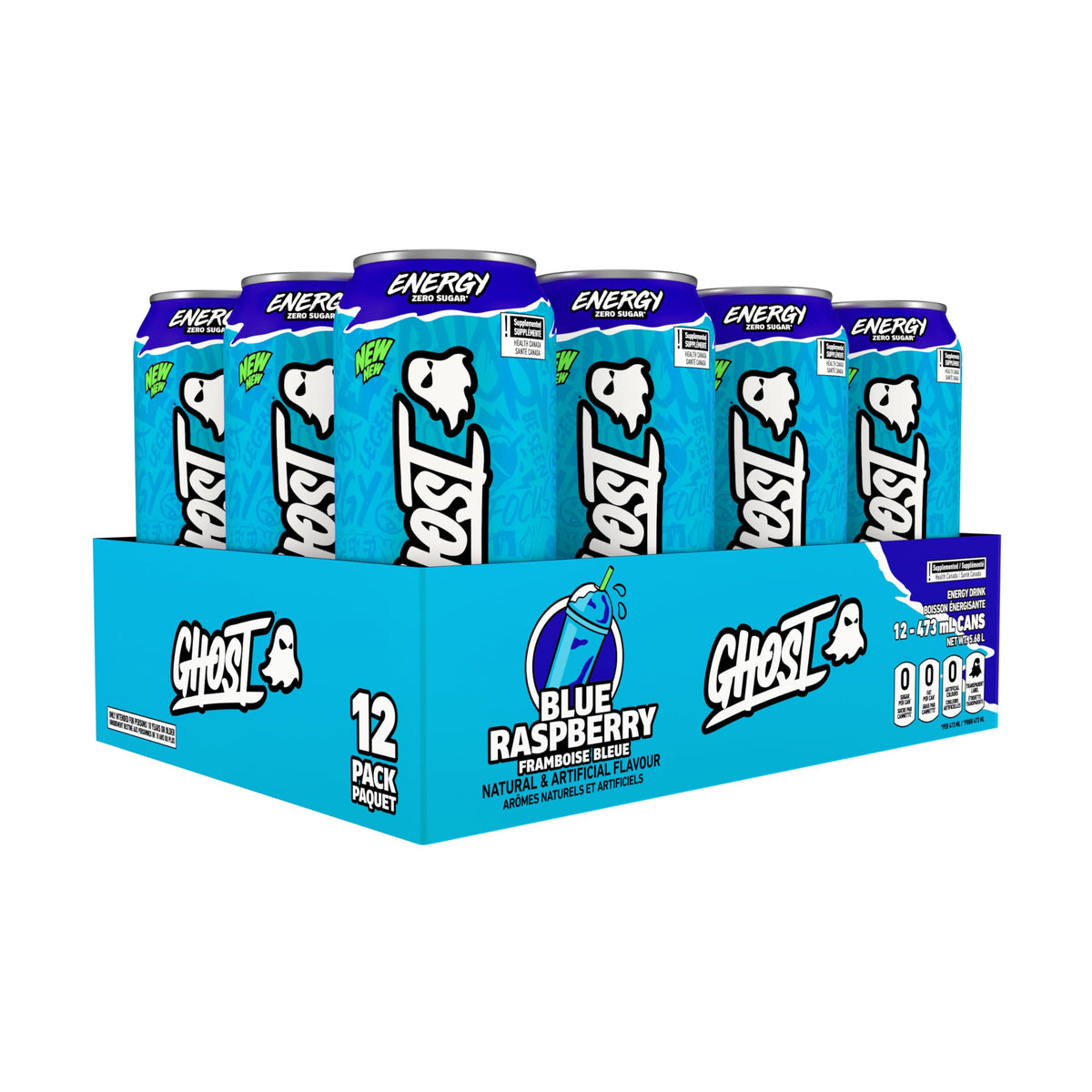 Ghost Energy Drink, Blue Raspberry, 12 Cans