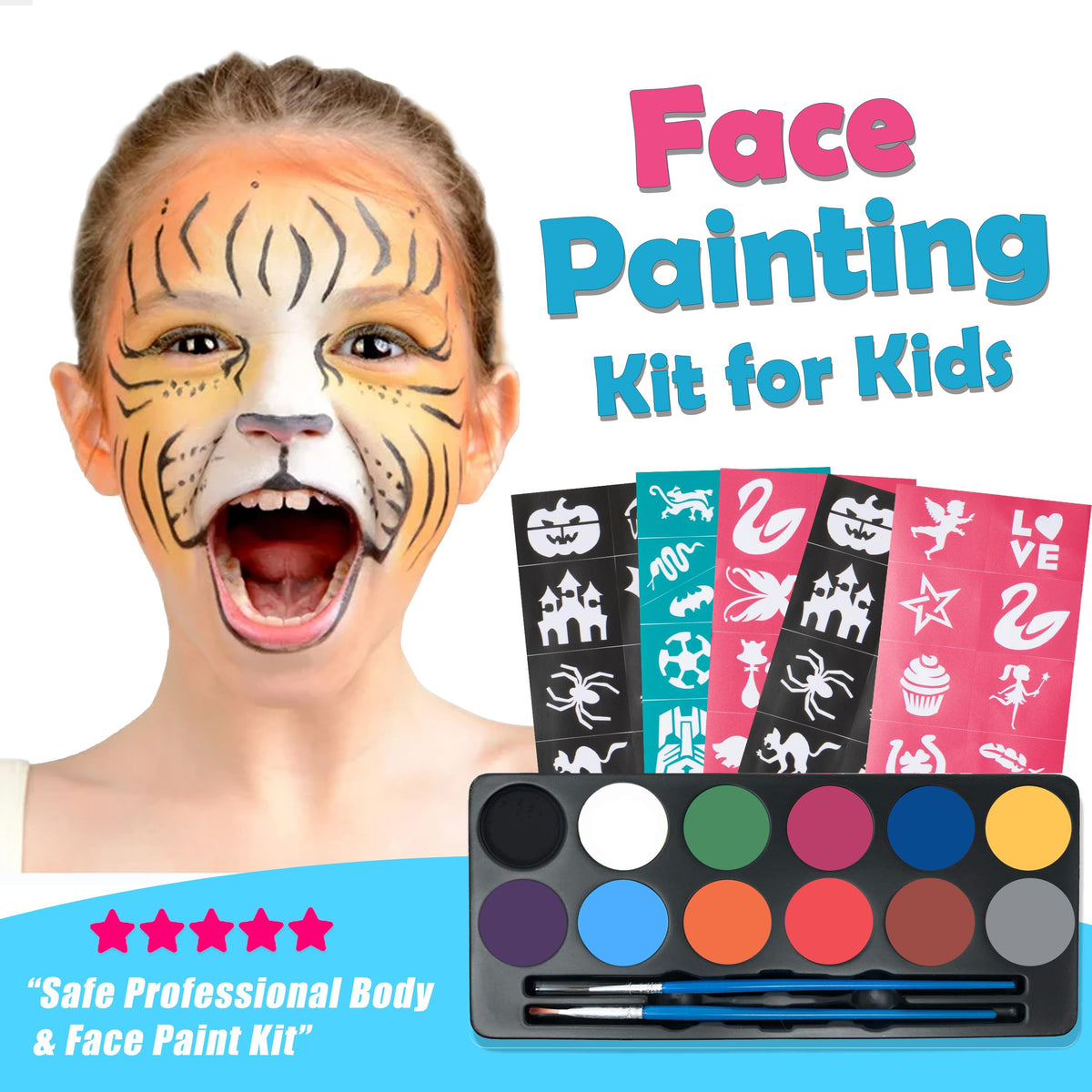 Maydear Water-Based Face Painting Kit for Kids, 12 Colors, Matte