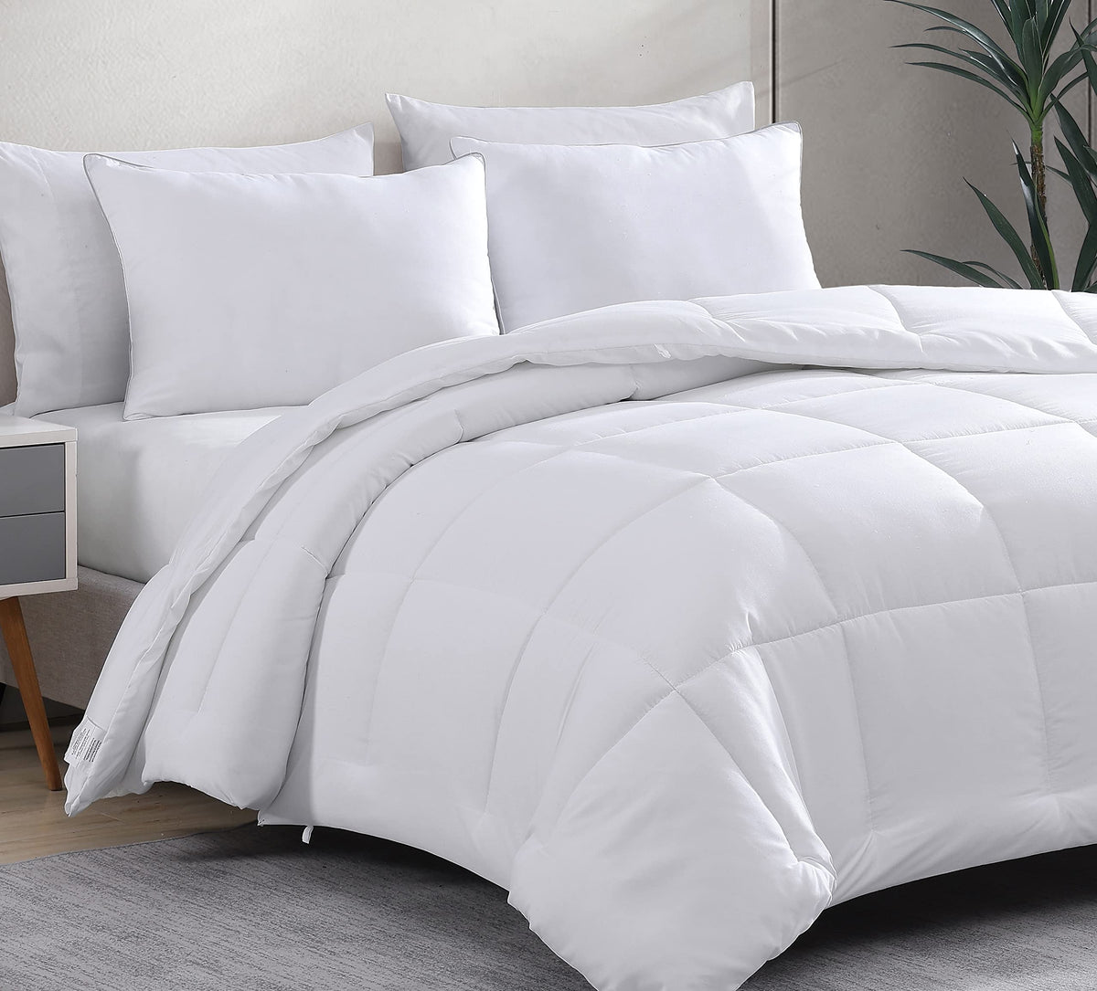 Down Alternative Quilted Comforter Duvet Insert, Twin, White